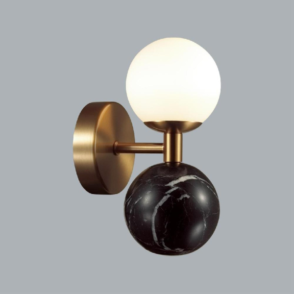 4361/6WL MIDCENT ODL25 221 Настенный светильник под латунь/металл/стекло/черный мрамор IP20 LED 1*6W 3000K 220V LOLLA