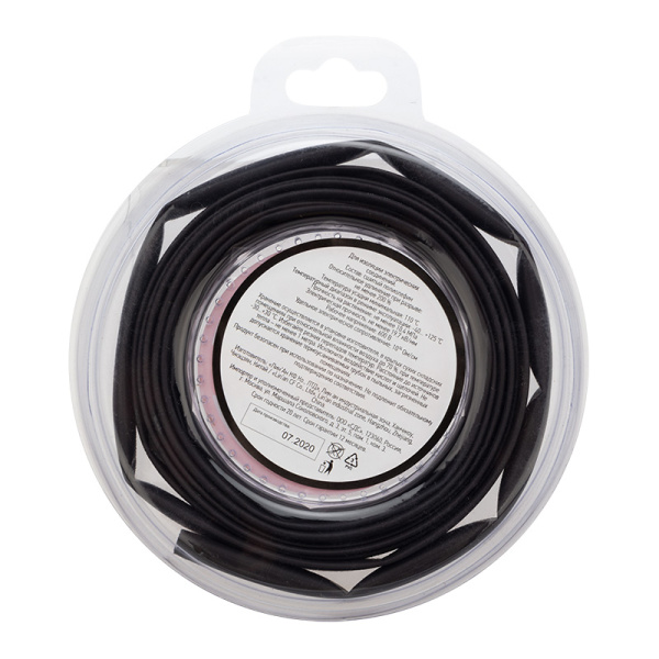 Трубка термоусаживаемая ТУТ нг 6,0/3,0мм, черная, ролик 2,44м REXANT