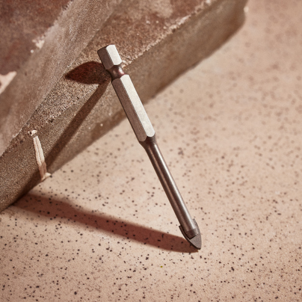 Сверло по стеклу и керамике 6 мм, 2 грани, шестигранный хвостовик Kranz