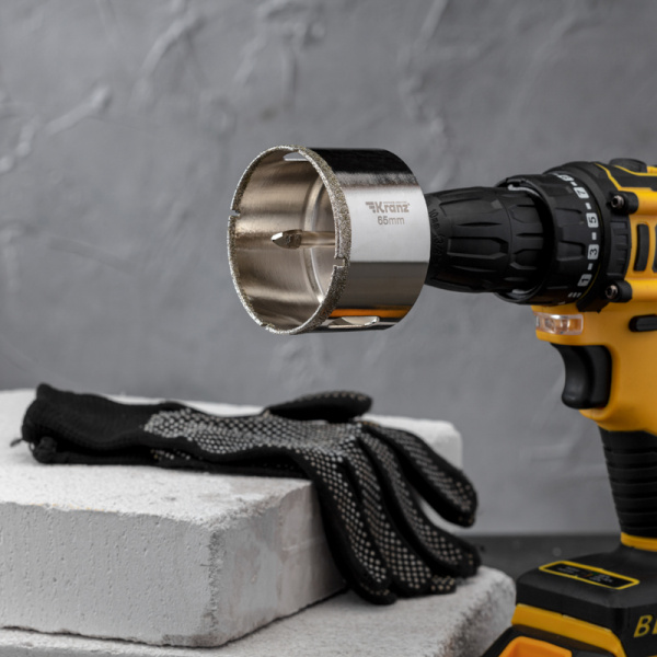 Коронка алмазная 65мм по керамограниту с центровочным сверлом KRANZ