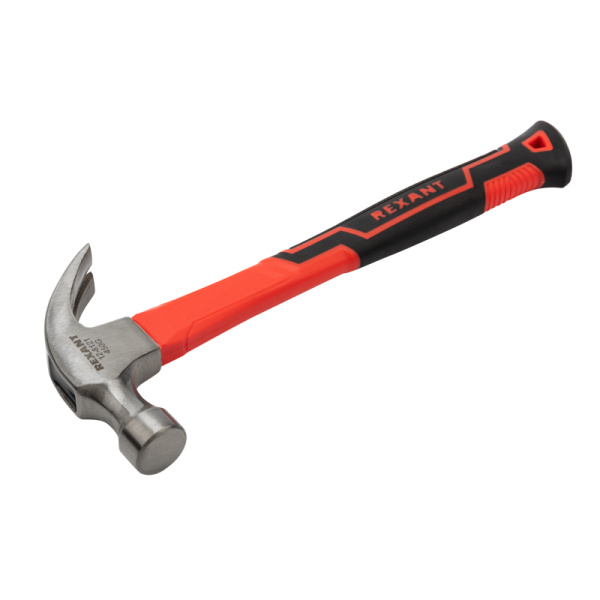 Молоток-гвоздодер 450г фибергласовая рукоятка REXANT