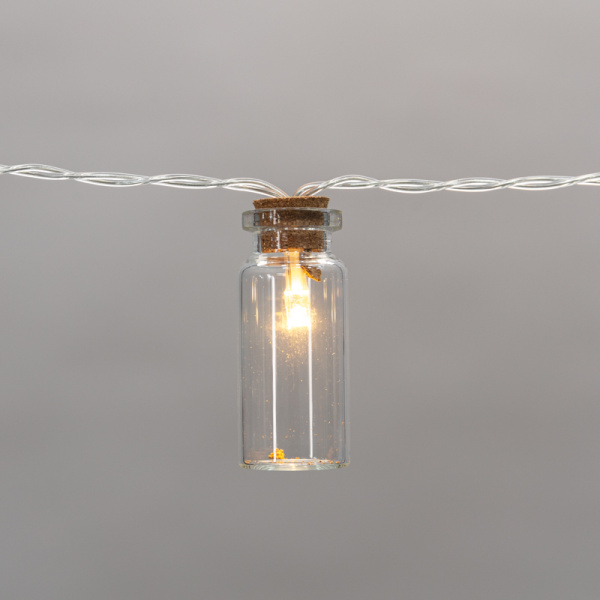 Гирлянда светодиодная Баночки 1,5 м, 10 LED, прозрачный ПВХ, цвет свечения теплый белый, 2 х АА (батарейки не в комплекте) NEON-NIGHT