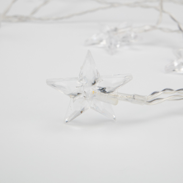 Гирлянда светодиодная Звездочки 1,5 м, 10 LED, прозрачный ПВХ, цвет свечения теплый белый, 2 х АА (батарейки не в комплекте) NEON-NIGHT