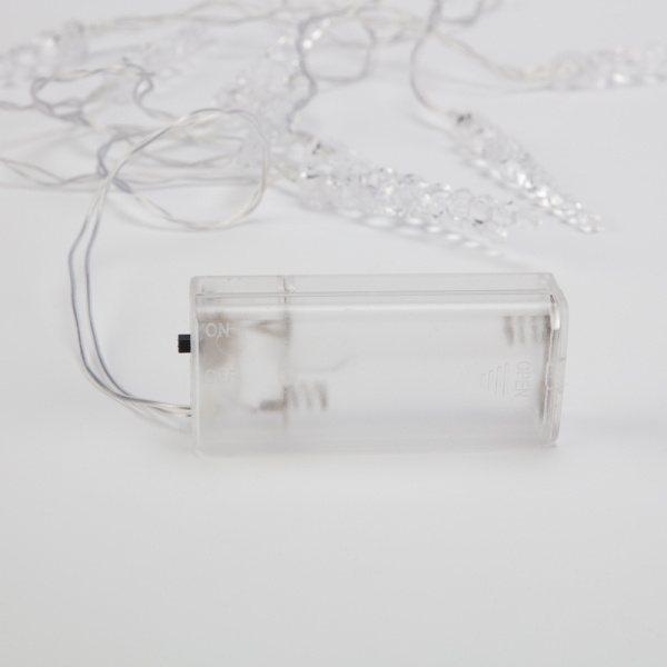 Гирлянда светодиодная Сосульки 1,5 м, 10 LED, прозрачный ПВХ, цвет свечения теплый белый, 2 х АА (батарейки не в комплекте) NEON-NIGHT