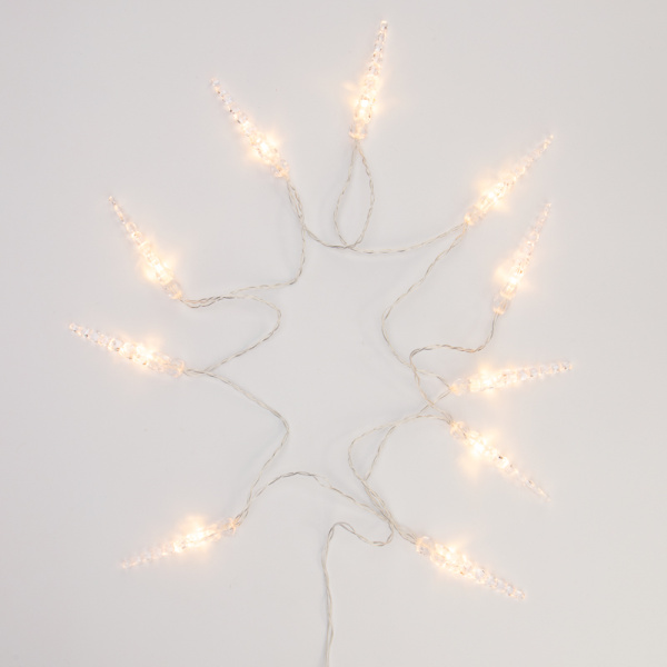 Гирлянда светодиодная Сосульки 1,5 м, 10 LED, прозрачный ПВХ, цвет свечения теплый белый, 2 х АА (батарейки не в комплекте) NEON-NIGHT