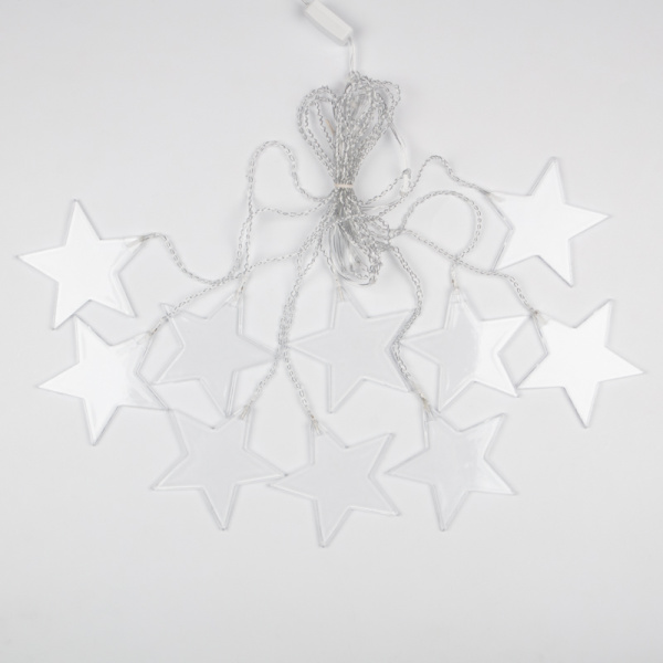 Гирлянда светодиодная Звезды 1,5х0,6 м, прозрачный провод, теплый белый свет свечения NEON-NIGHT