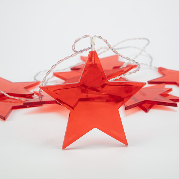 Гирлянда светодиодная Звездопад красная 10 LED, 2,25 м, прозрачный ПВХ, теплый белый свет свечения, 2 х АА (батарейки не в комплекте) NEON-NIGHT