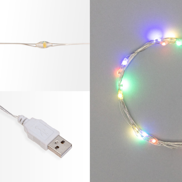Гирлянда светодиодная Роса 2м, 20LED, RGB, IP20, USB NEON-NIGHT
