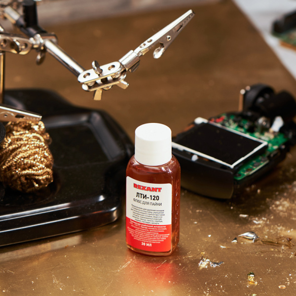 Флюс для пайки, ЛТИ-120, 30мл, флакон REXANT