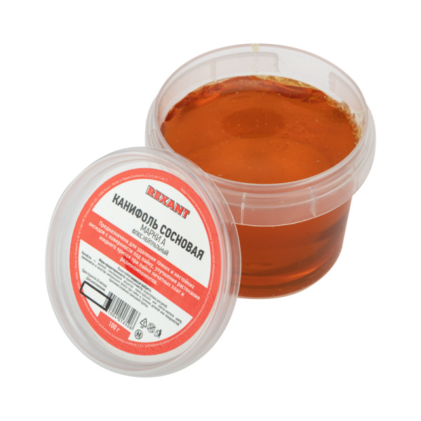 Канифоль сосновая, флюс НЕЙТРАЛЬНЫЙ, марка А, 100г, банка REXANT