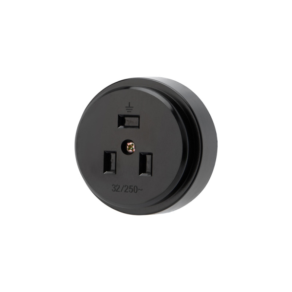 Розетка РШ для электрической плиты 32 А, 250 В, 2Р+РЕ (ОУ) черная REXANT