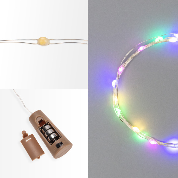 Гирлянда светодиодная Роса с пробкой 2м, 20LED,МУЛЬТИКОЛОР, IP20, 3хLR44 в комплекте NEON-NIGHT