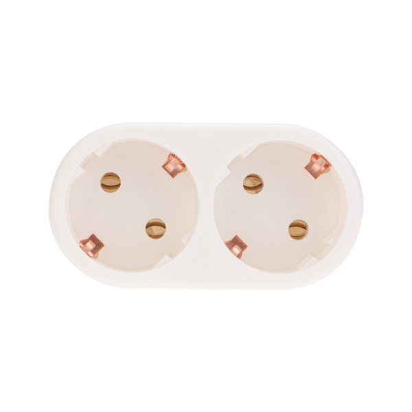 Набор двойников электрических 16А с/з вертикальные, белый (2 шт./уп.) REXANT