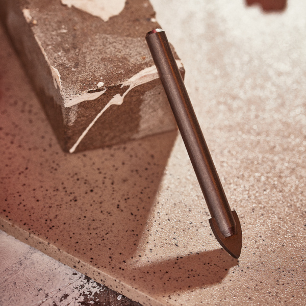 Сверло по стеклу и керамике 10 мм, 2 грани, цилиндр. хвостовик Kranz