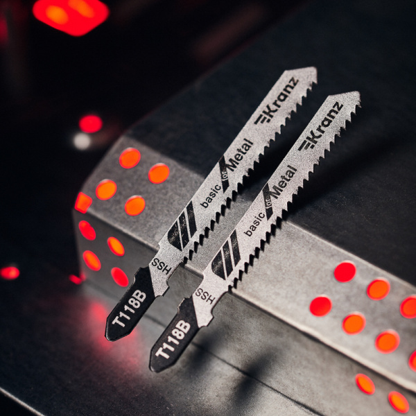 Пилка для электролобзика по металлу T118B 76 мм 12 зубьев на дюйм 3-6 мм (2 шт./уп.) Kranz