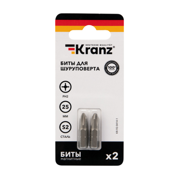 Бита для шуруповерта PH2х25 мм (2 шт./уп.) Kranz
