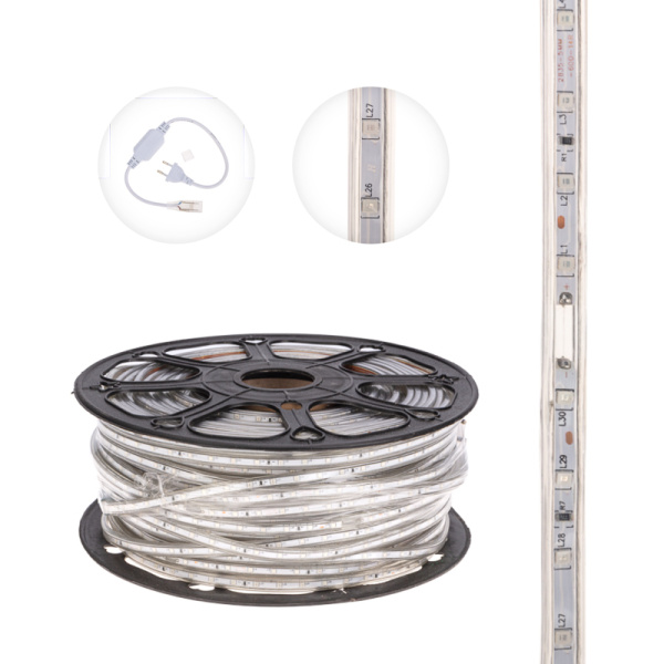 Лента светодиодная 220В, SMD2835, 60 LED/м, RGB, 10х7мм, 100м, с кабелем питания, IP67 NEON-NIGHT