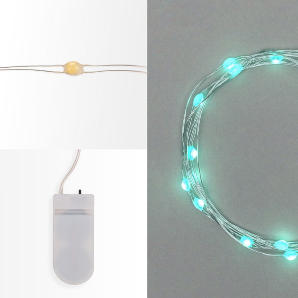 Гирлянда светодиодная Роса 2м, 20LED, БИРЮЗОВЫЙ, IP20, тонкий батарейный блок, 2хCR2032 в комплекте NEON-NIGHT