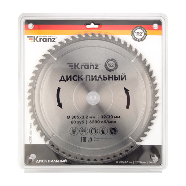 Диск пильный 305 мм х 60 зуб х 32/30 мм KRANZ