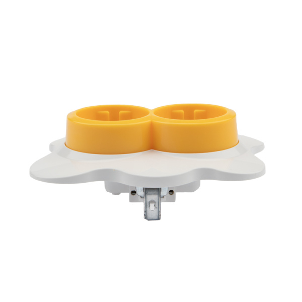 Розетка двойная KRANZ HAPPY Яичница скрытой установки, с заземлением и защитными шторками, желтая/белая