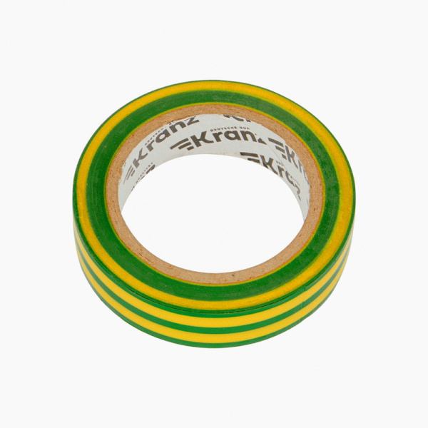 Изолента ПВХ 0,13х15 мм, 10 м, желто-зеленая KRANZ