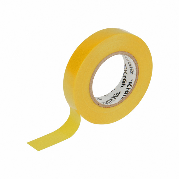 Изолента ПВХ 0,13х15 мм, 25 м, желтая KRANZ