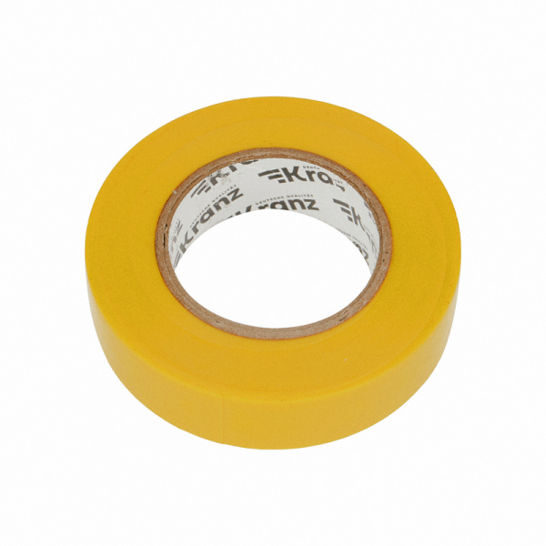 Изолента ПВХ 0,13х19 мм, 25 м, желтая KRANZ