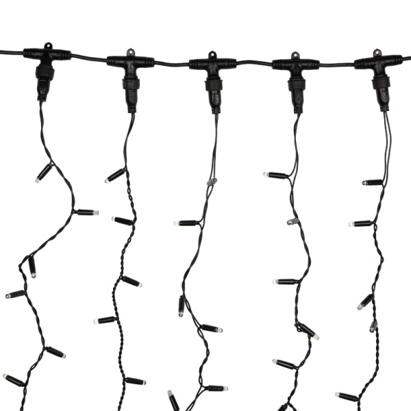 Гирлянда светодиодная Занавес 2х6м 768 LED ТЕПЛЫЙ БЕЛЫЙ черный ПВХ IP65 постоянное свечение 230В соединяется NEON-NIGHT шнур в комплекте