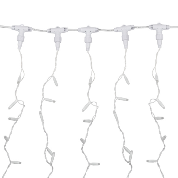 Гирлянда светодиодная Занавес 2х6м 768 LED ТЕПЛЫЙ БЕЛЫЙ белый ПВХ IP65 эффект мерцания 230В соединяется NEON-NIGHT шнур в комплекте