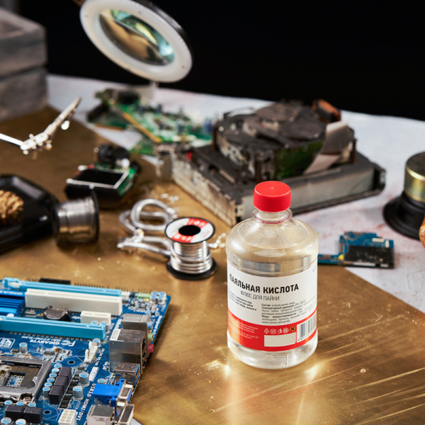 Флюс для пайки, ПАЯЛЬНАЯ КИСЛОТА, 500мл, флакон REXANT