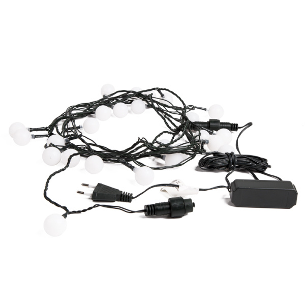 Гирлянда Шарики Ø25мм, 5м, темно-зеленый ПВХ, 25 диодов, цвет RGB