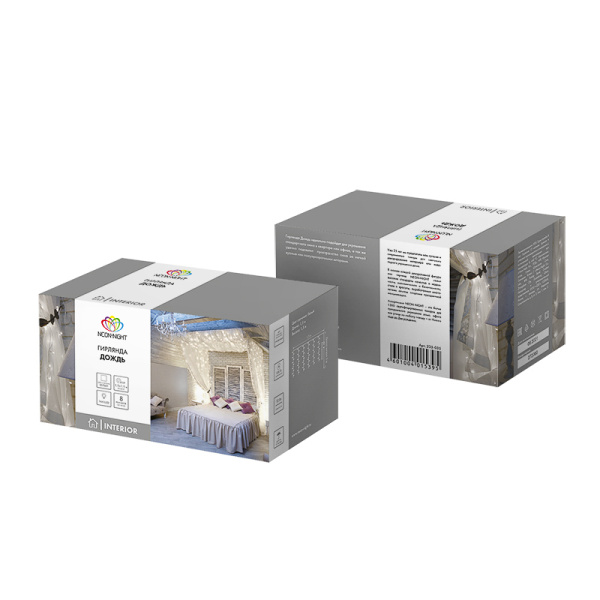 Гирлянда Светодиодный Дождь 1.5х1.5 м 144 LED, прозрачный ПВХ, с контроллером, холодное белое свечение NEON-NIGHT