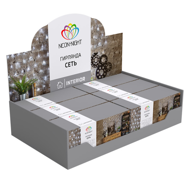 Гирлянда Сеть 1,8х1,5м, прозрачный ПВХ, 180 LED Мультиколор