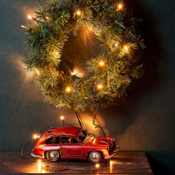 Гирлянда Твинкл Лайт 4 м, темно-зеленый ПВХ, 25 LED, цвет ТЕПЛЫЙ БЕЛЫЙ