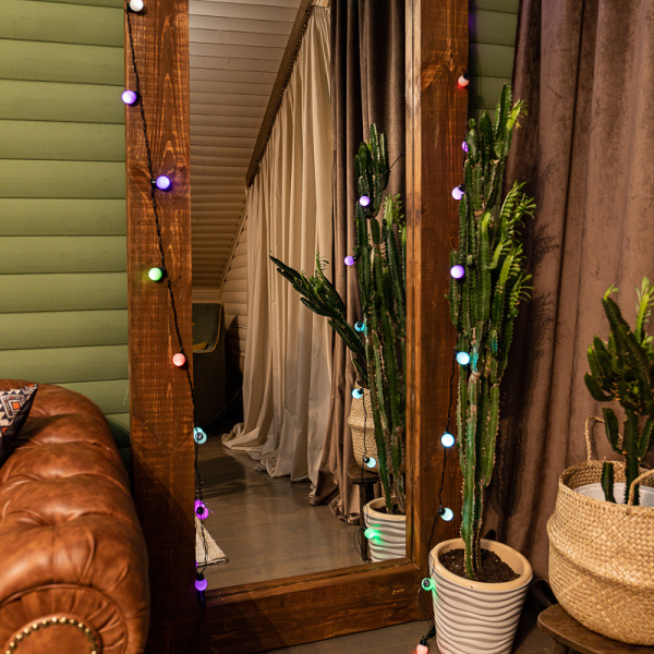 Гирлянда Шарики Ø30мм, 5м, темно-зеленый ПВХ, 25 диодов, цвет RGB