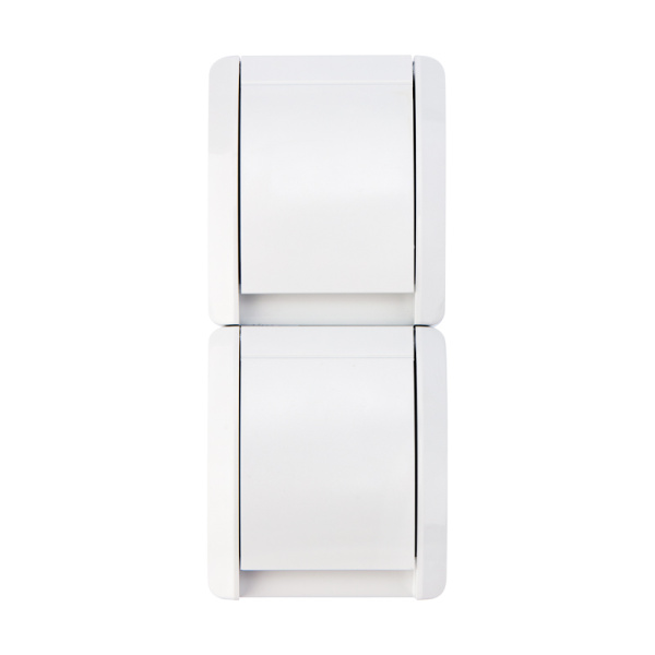 Блок вертикальный 2 розетки INDUSTRIAL IP54 с заземлением, о/у, белый KRANZ