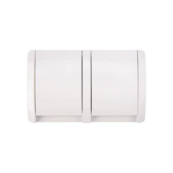 Блок горизонтальный 2 розетки INDUSTRIAL IP54 с заземлением, о/у, белый KRANZ