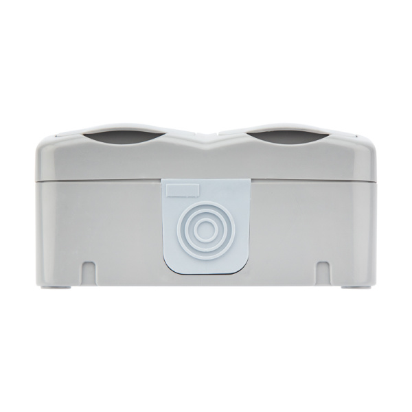 Блок горизонтальный 2 розетки Mini OG IP54 с заземлением, о/у, серый KRANZ