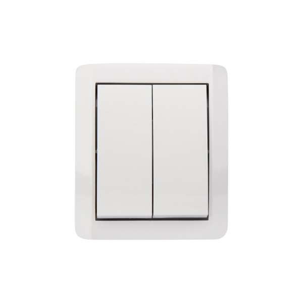 Выключатель двухклавишный INDUSTRIAL IP54, о/у, белый KRANZ