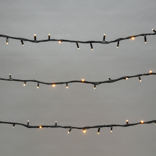 Гирлянда Твинкл Лайт 20 м, 240 LED ТЕПЛЫЙ БЕЛЫЙ, черный Каучук, IP67, динамика, 230В соединяется NEON-NIGHT (нужен контроллер 217-204)