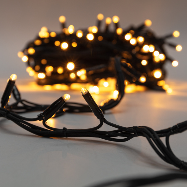 Гирлянда Твинкл Лайт 20 м, 240 LED ТЕПЛЫЙ БЕЛЫЙ, черный Каучук, IP67, динамика, 230В соединяется NEON-NIGHT (нужен контроллер 217-204)