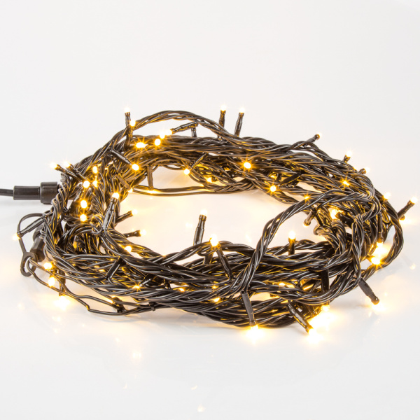 Гирлянда Твинкл Лайт 20 м, 200 LED ТЕПЛЫЙ БЕЛЫЙ, черный ПВХ, IP65, динамика, 230В соединяется NEON-NIGHT (нужен контроллер 217-204)