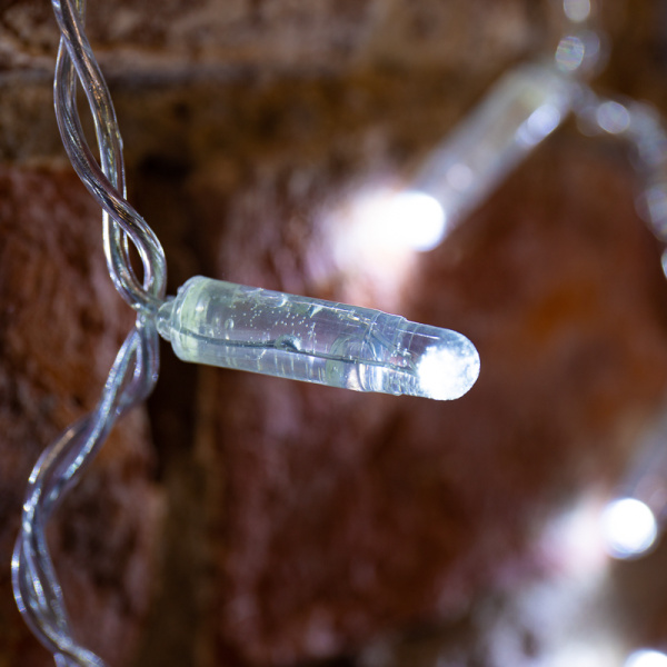 Гирлянда светодиодная Занавес 2х1,5м 192 LED БЕЛЫЙ прозрачный ПВХ IP65 эффект мерцания 230В соединяется NEON-NIGHT шнур в комплекте