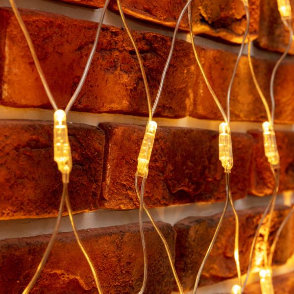 Гирлянда Сеть 2х2х1.5 м, свечение с динамикой, прозрачный ПВХ, 136 LED, 230 В, цвет свечения теплый белый (контроллер в комлекте)