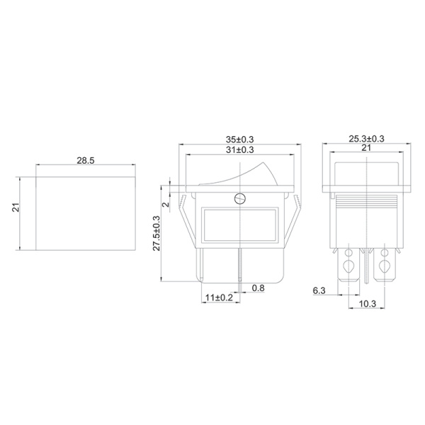 Выключатель клавишный 250V 16А (4с) ON-OFF красный с подсветкой (RWB-502, SC-767, IRS-201-1) REXANT  