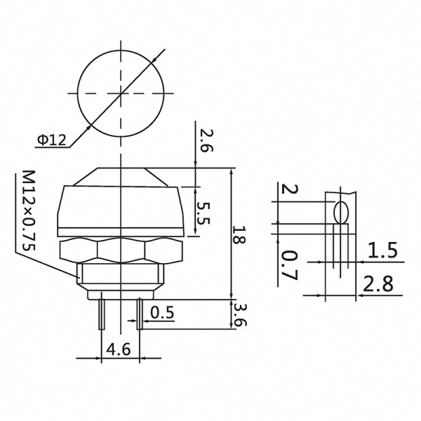 Выключатель-кнопка  250V 1А (2с) OFF-(ON)  Б/Фикс  желтая  Micro (PBS-33В)  REXANT