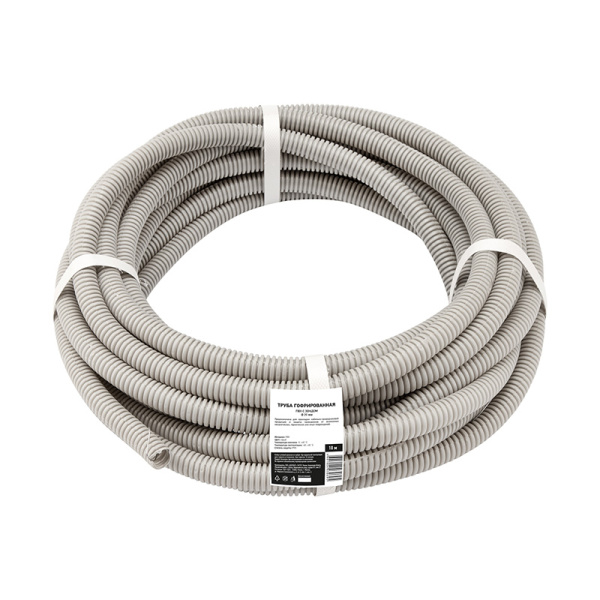 Труба гофрированная из ПВХ, с зондом, Ø20мм (бухта 10 м/уп) REXANT