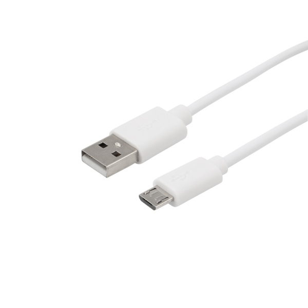 Кабель USB-A – micro USB, 1А, 1м, ПВХ, белый REXANT