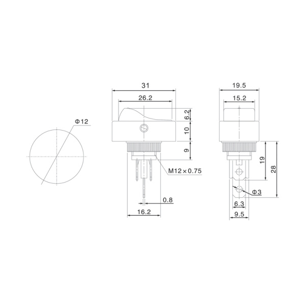 Выключатель клавишный 12V 30А (3с) ON-OFF черный ОВАЛ с синей LED подсветкой (RWB-523, ASW-20D)  REXANT
