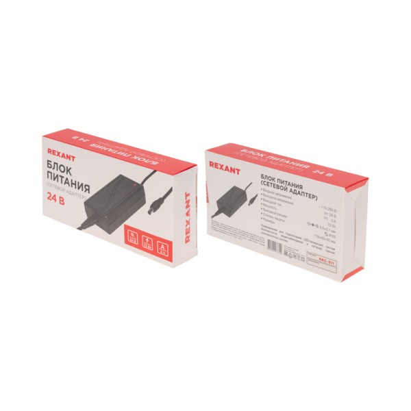 Блок питания (сетевой адаптер) AC 110-250В/DC 24В, 3А, 72Вт с DC разъемом подключения 5,5x2,1 (IP43)